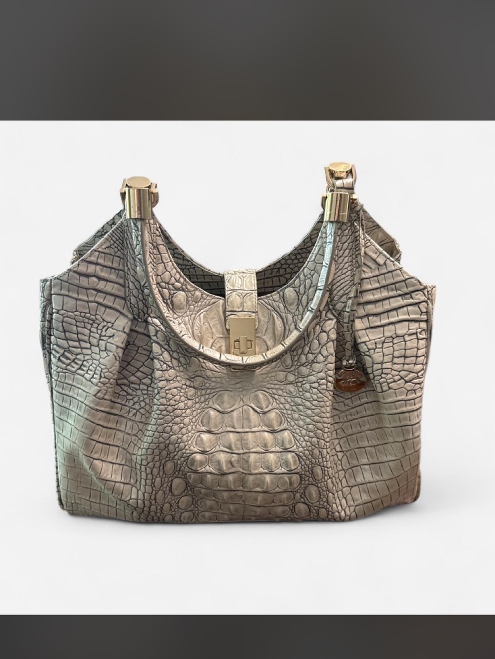 Brahmin Moonrise Melbourne Celia Croc-Embossed Leather Shoulder Bag